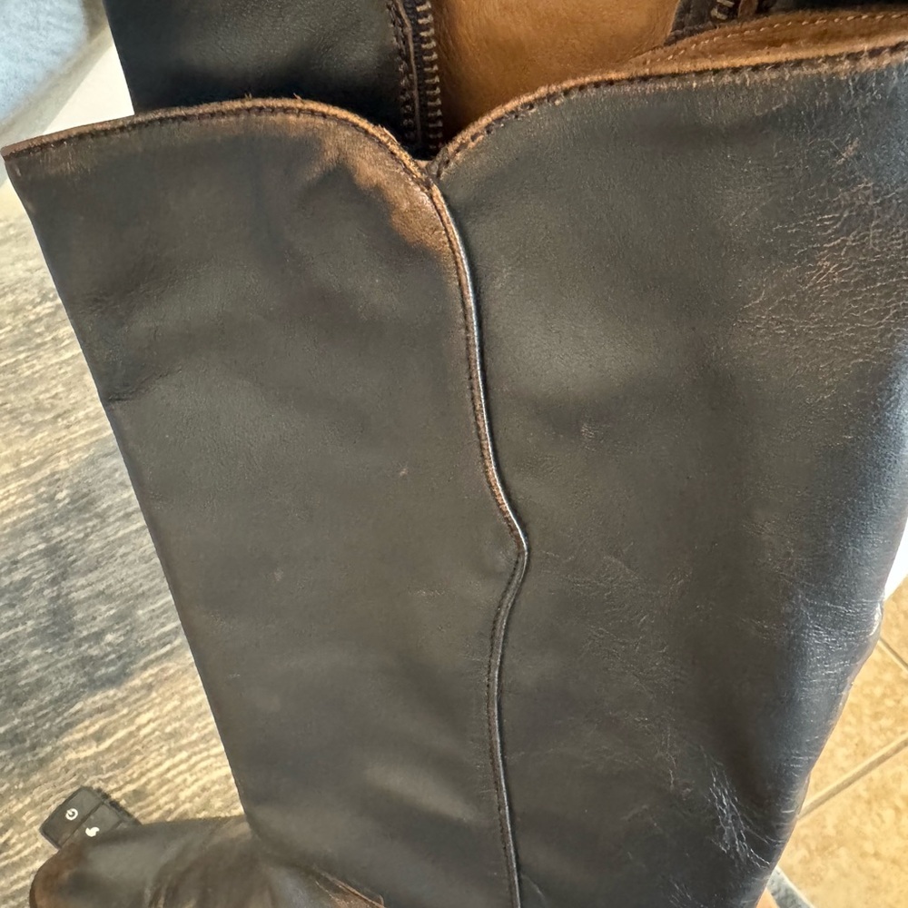 Frye Women’s Carson Black Knee-High Leather Boots “Antiqued Black”EUC 10B - Picture 6 of 13
